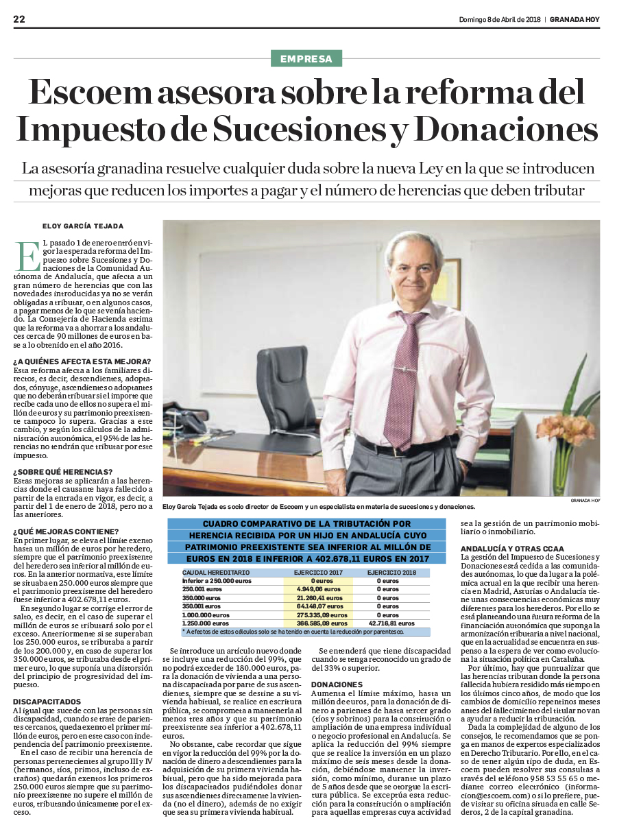 reforma fiscal herencias donaciones andalucia 2018